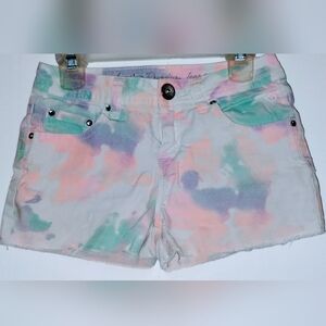 Justice Girls Size 10 Rainbow Pastel Colored Tie Dye Shorts